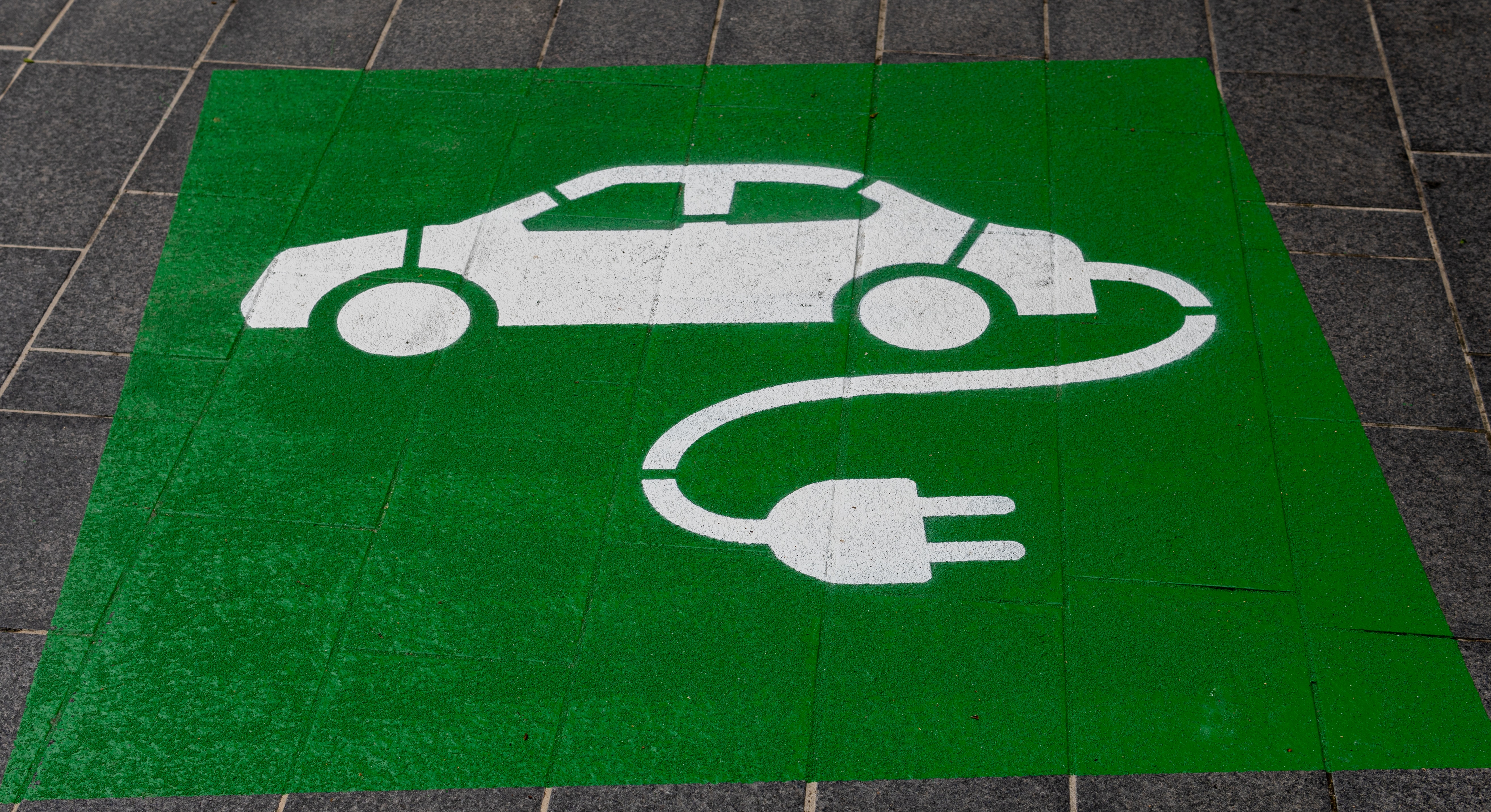 EV Charging points with green sign